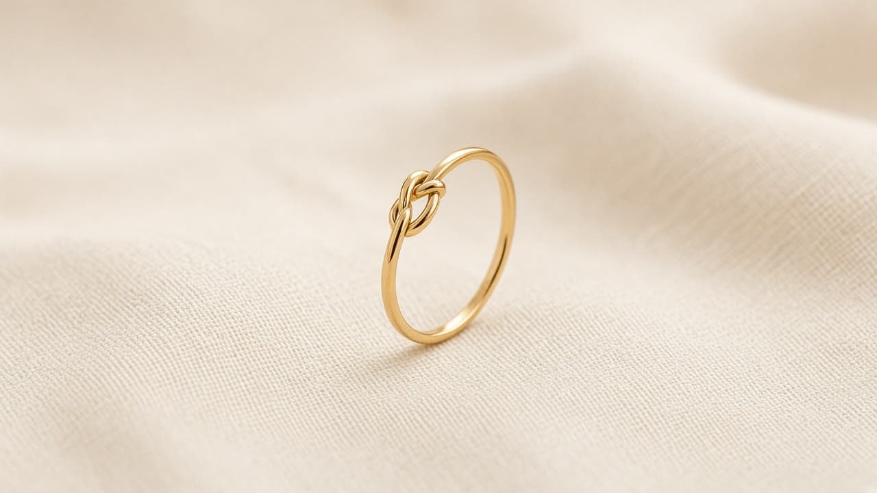 Thread Knot Ring in gold vermeil, on a bone studio backdrop